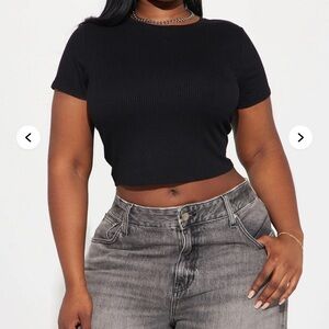 Fashion Nova Black Fitted Crop T-Shirt